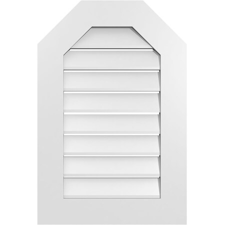 Ekena Millwork Octagonal Top Surface Mount PVC Gable Vent: Functional, w/ 3-1/2"W x 1"P Standard Frame, 20"W x 30"H GVPOT20X3001SF